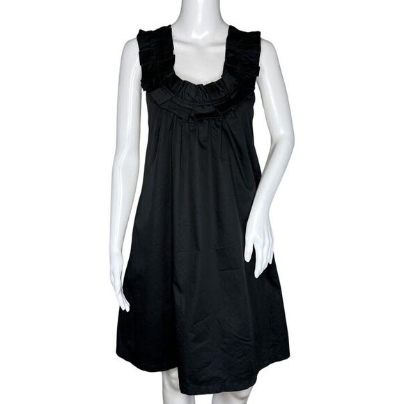 Zara Dress Women Medium‎ Black A-Line Ruffle Criss Cross Back Neutral Minimalist - Picture 1 of 7